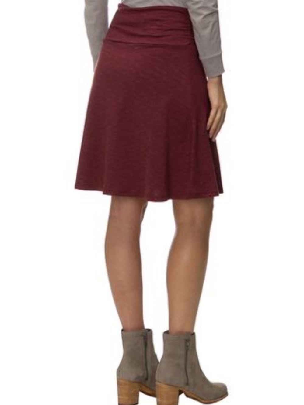 Toad&Co Chaka Skirt Small Burgundy Striated Organic Cotton Tencel Knit